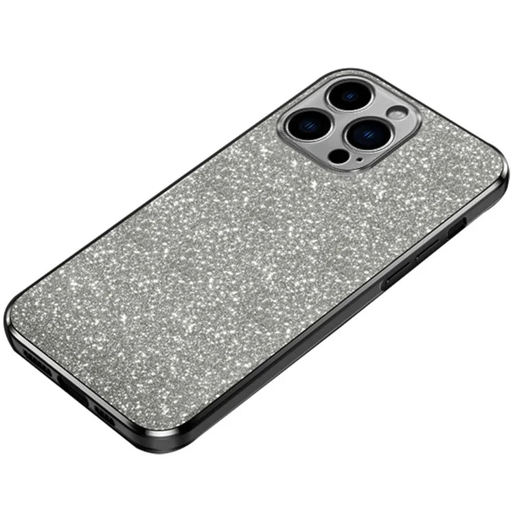 For iPhone 14 Pro Cell Phone Case Glitter Powder 6D Electroplating TPU Back Cover