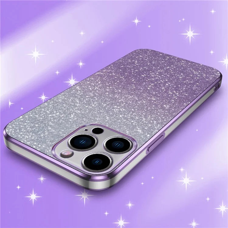 For iPhone 14 Pro Max Cell Phone Case 6D Electroplating Glitter Powder TPU Fall-proof Cover