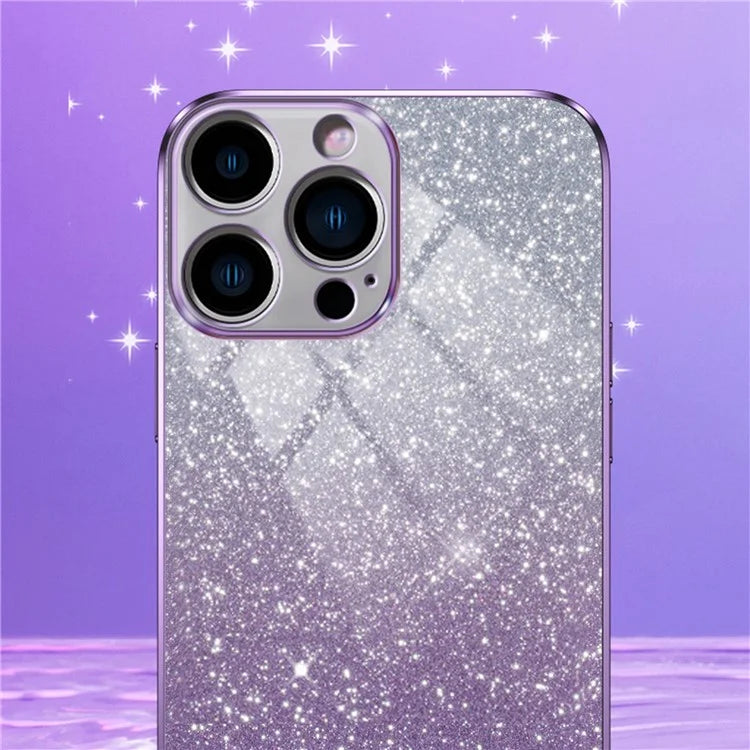 For iPhone 14 Pro Max Cell Phone Case 6D Electroplating Glitter Powder TPU Fall-proof Cover