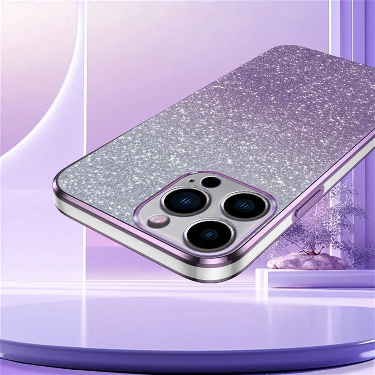For iPhone 14 Pro Max Cell Phone Case 6D Electroplating Glitter Powder TPU Fall-proof Cover