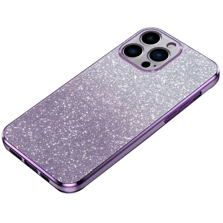 For iPhone 14 Pro Max Cell Phone Case 6D Electroplating Glitter Powder TPU Fall-proof Cover
