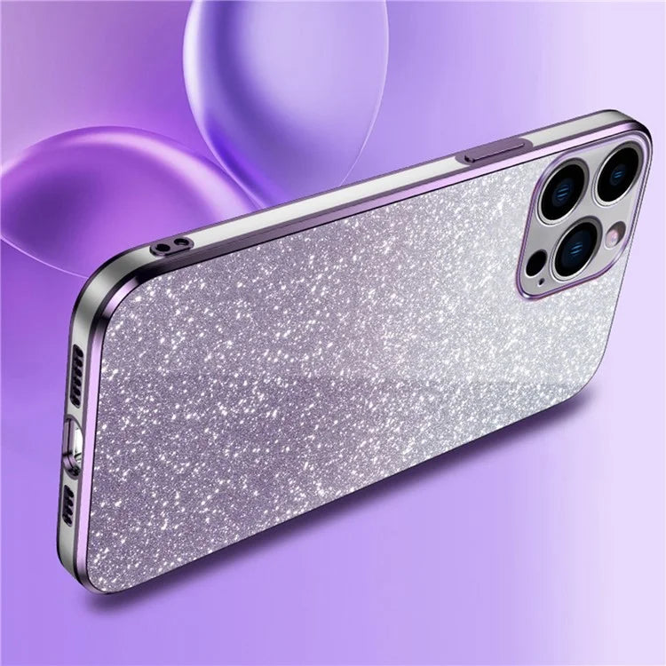 For iPhone 14 Pro Max Cell Phone Case 6D Electroplating Glitter Powder TPU Fall-proof Cover