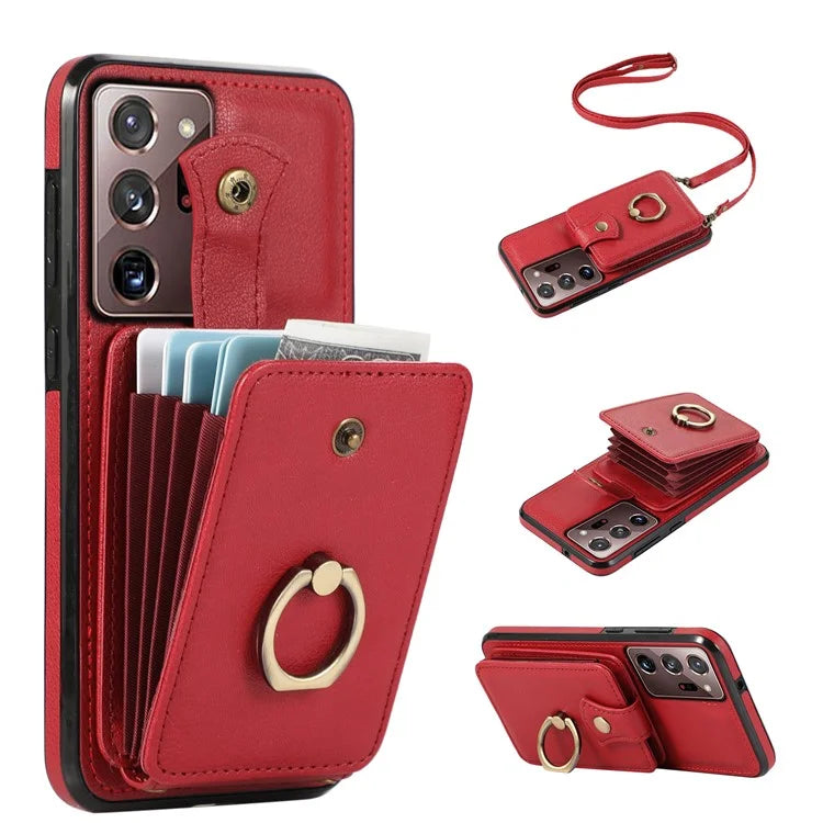 For Samsung Galaxy Note20 Ultra 5G / Note20 Ultra Case TPU+PU Leather Card Holder Kickstand Phone Cover