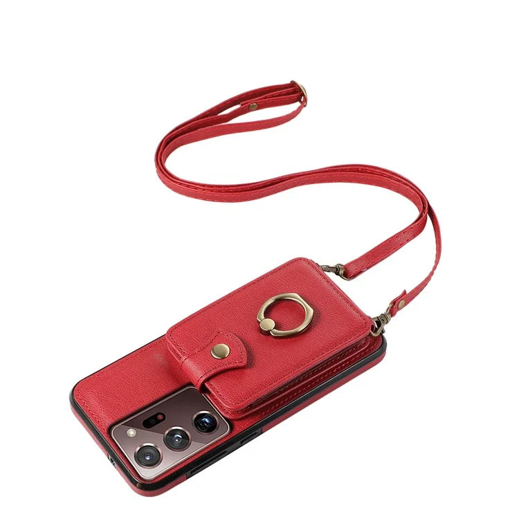 For Samsung Galaxy Note20 Ultra 5G / Note20 Ultra Case TPU+PU Leather Card Holder Kickstand Phone Cover