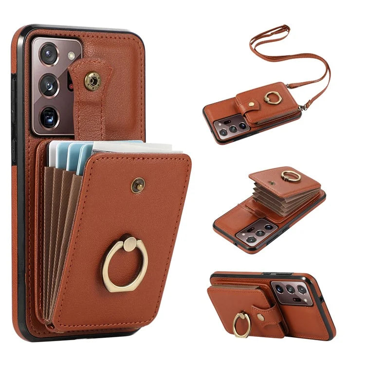 For Samsung Galaxy Note20 Ultra 5G / Note20 Ultra Case TPU+PU Leather Card Holder Kickstand Phone Cover