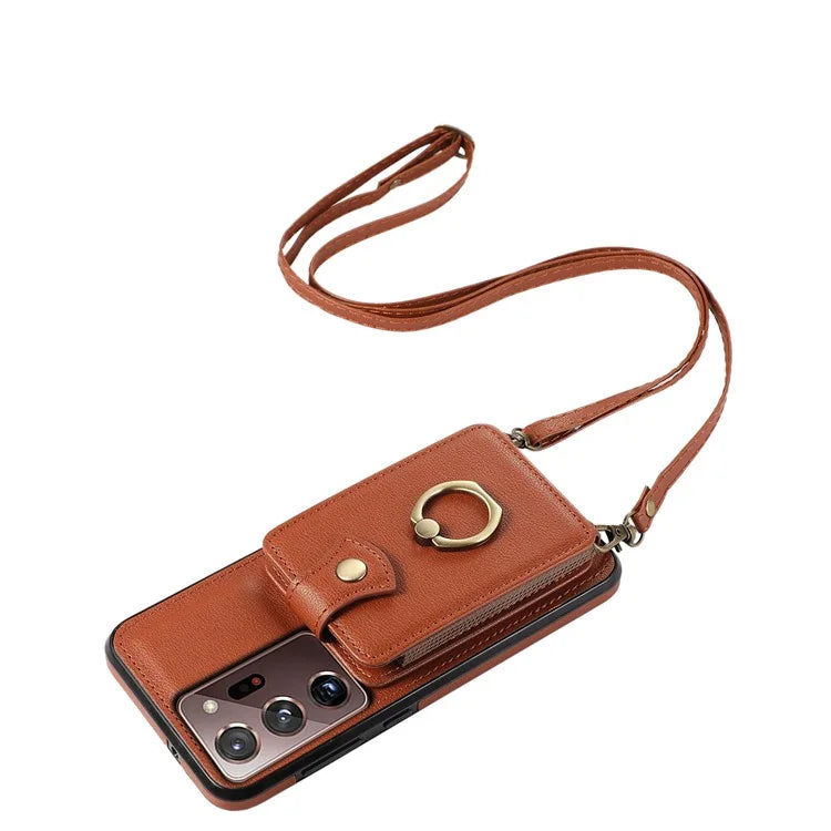 For Samsung Galaxy Note20 Ultra 5G / Note20 Ultra Case TPU+PU Leather Card Holder Kickstand Phone Cover