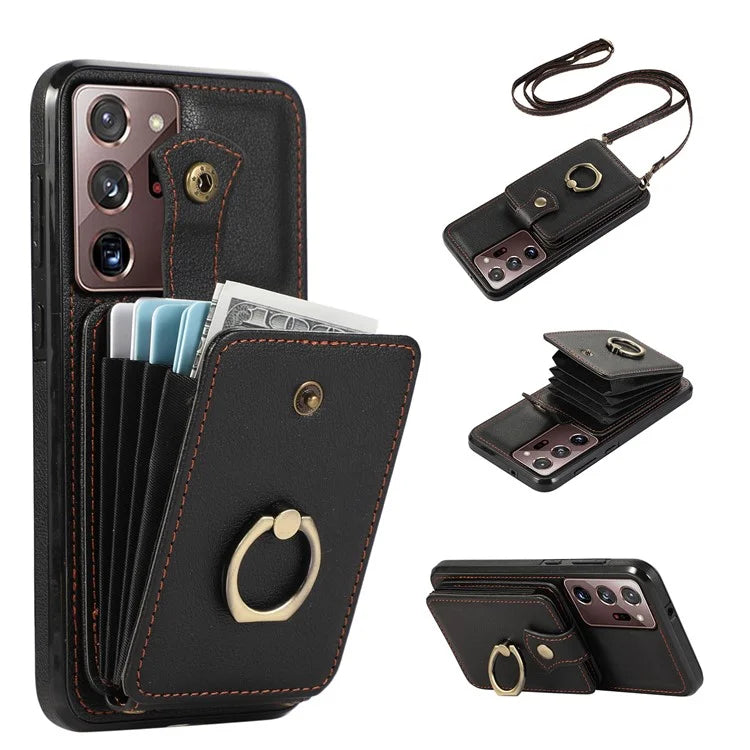 For Samsung Galaxy Note20 Ultra 5G / Note20 Ultra Case TPU+PU Leather Card Holder Kickstand Phone Cover