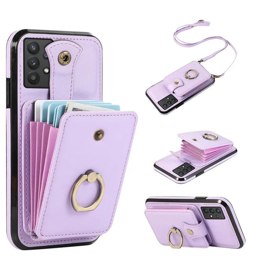 For Samsung Galaxy A33 5G Phone Case TPU+PU Leather Card Holder Kickstand Back Cover