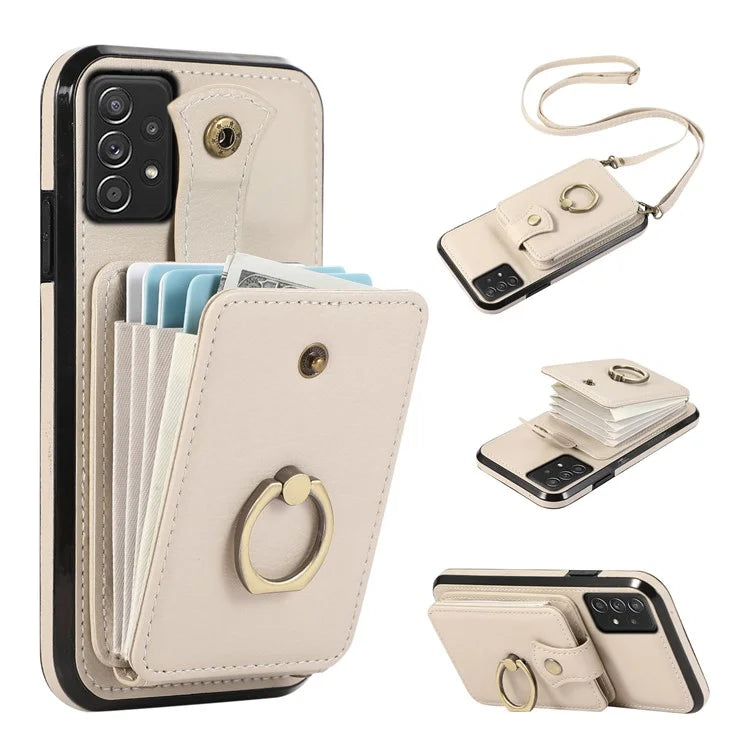 For Samsung Galaxy A52 4G / A52s 5G / A52 5G Case Card Holder PU Leather Phone Cover with Kickstand