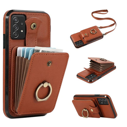 For Samsung Galaxy A52 4G / A52s 5G / A52 5G Case Card Holder PU Leather Phone Cover with Kickstand