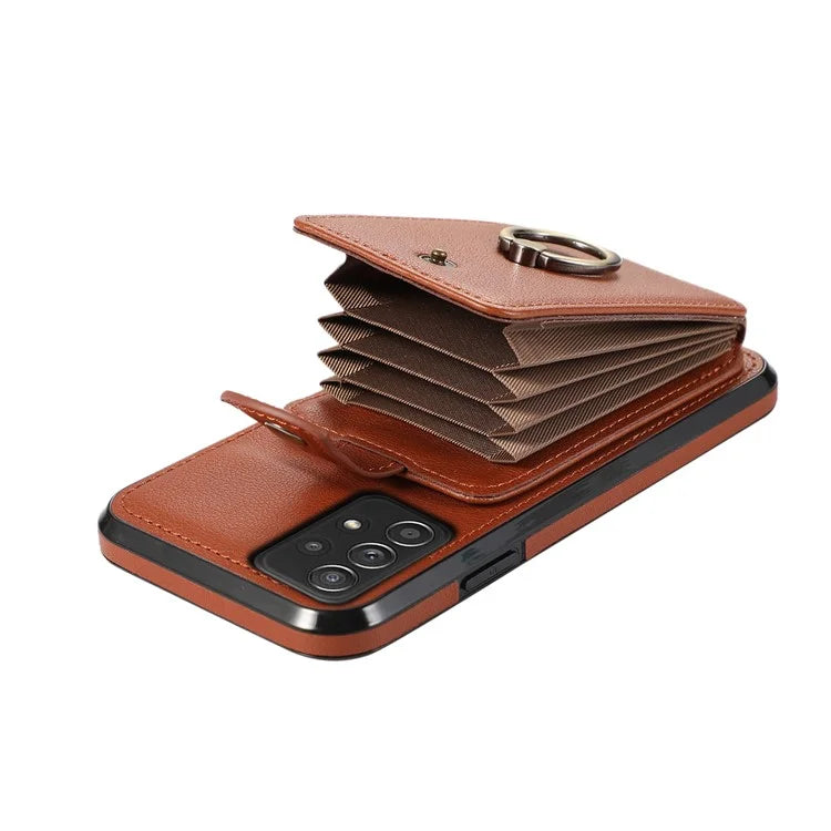 For Samsung Galaxy A52 4G / A52s 5G / A52 5G Case Card Holder PU Leather Phone Cover with Kickstand