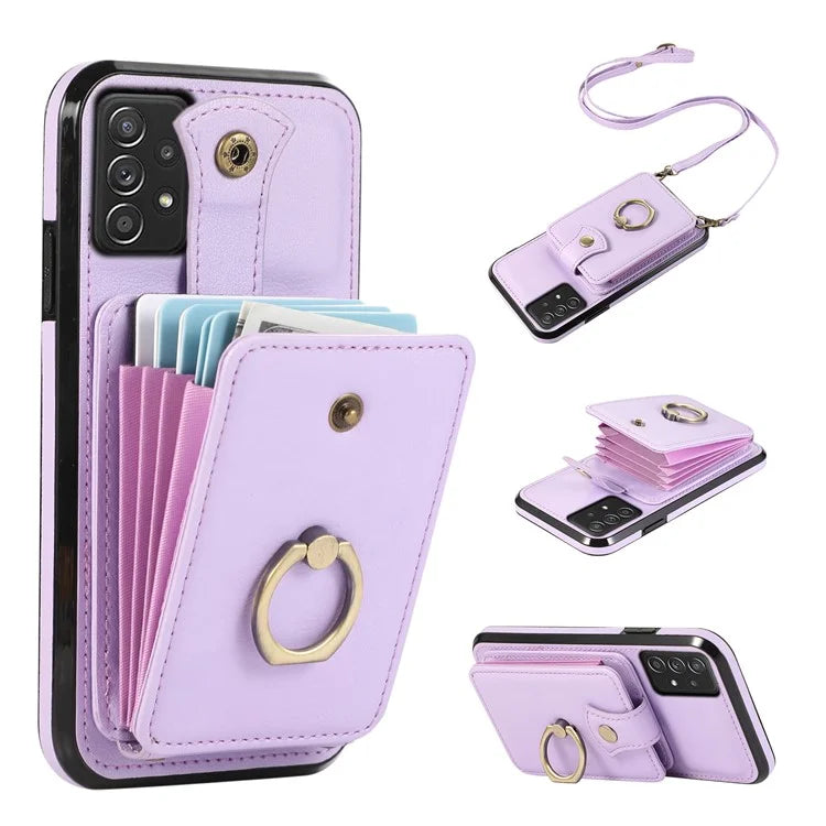 For Samsung Galaxy A52 4G / A52s 5G / A52 5G Case Card Holder PU Leather Phone Cover with Kickstand