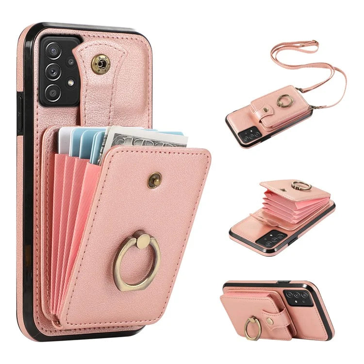 For Samsung Galaxy A52 4G / A52s 5G / A52 5G Case Card Holder PU Leather Phone Cover with Kickstand