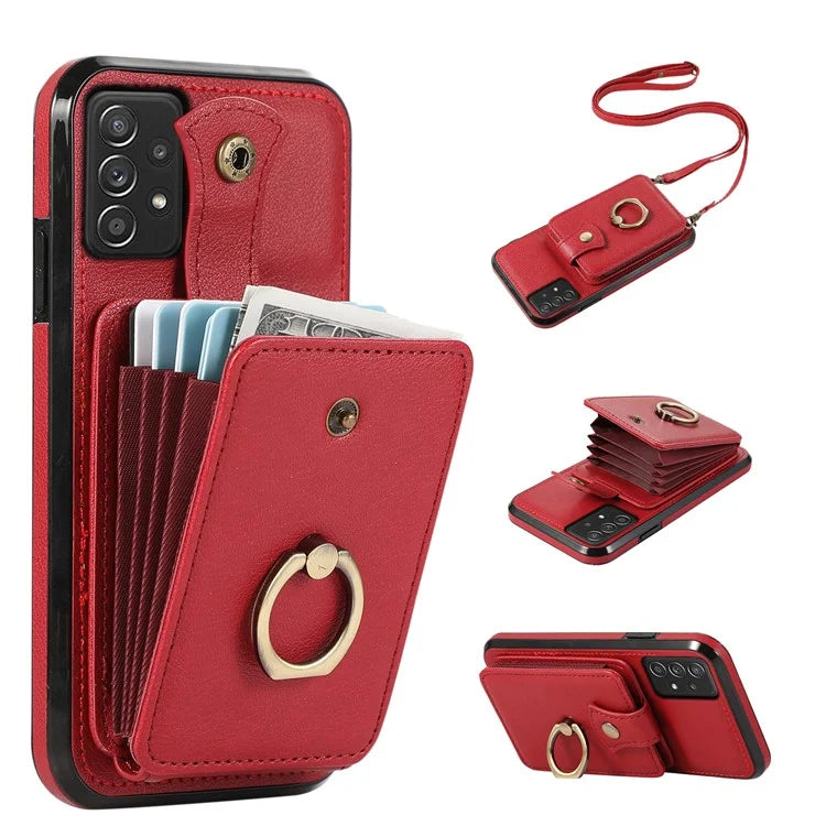 For Samsung Galaxy A52 4G / A52s 5G / A52 5G Case Card Holder PU Leather Phone Cover with Kickstand