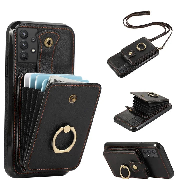 For Samsung Galaxy A53 5G Case Kickstand TPU+PU Leather Phone Cover with Card Holder