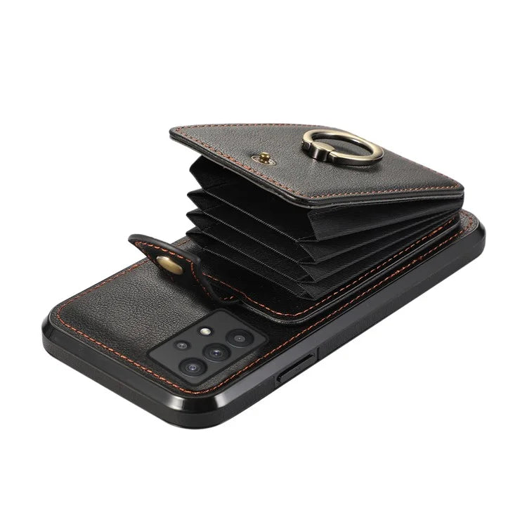 For Samsung Galaxy A53 5G Case Kickstand TPU+PU Leather Phone Cover with Card Holder