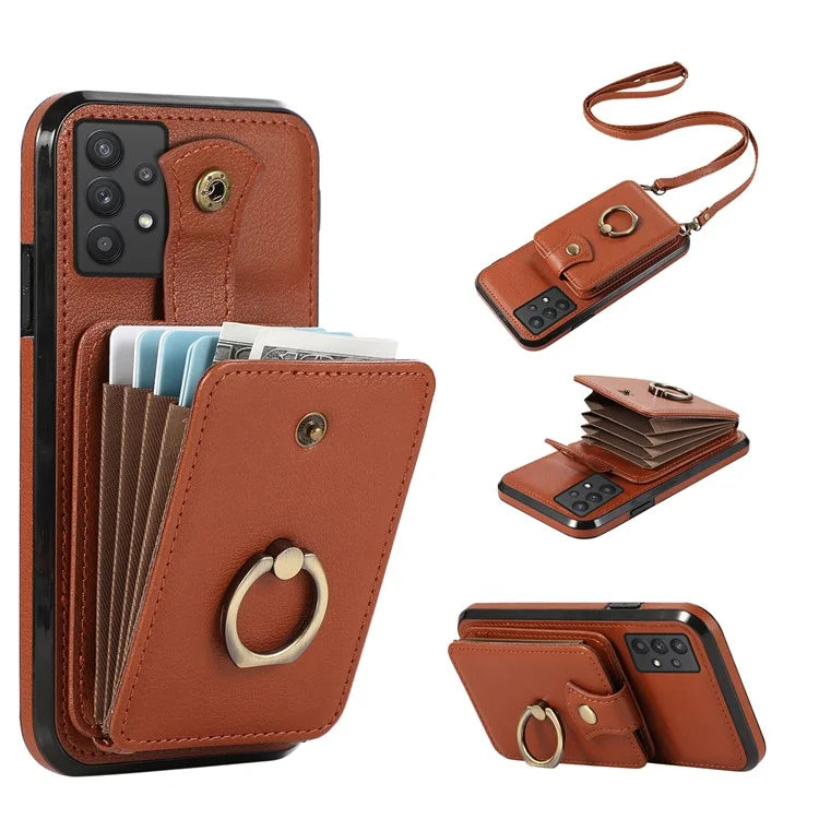 For Samsung Galaxy A53 5G Case Kickstand TPU+PU Leather Phone Cover with Card Holder