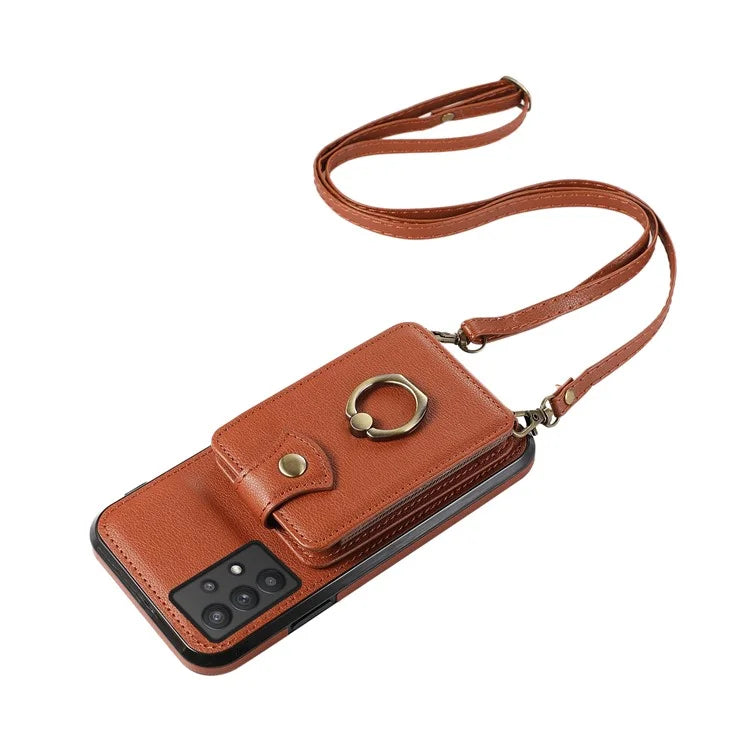 For Samsung Galaxy A53 5G Case Kickstand TPU+PU Leather Phone Cover with Card Holder