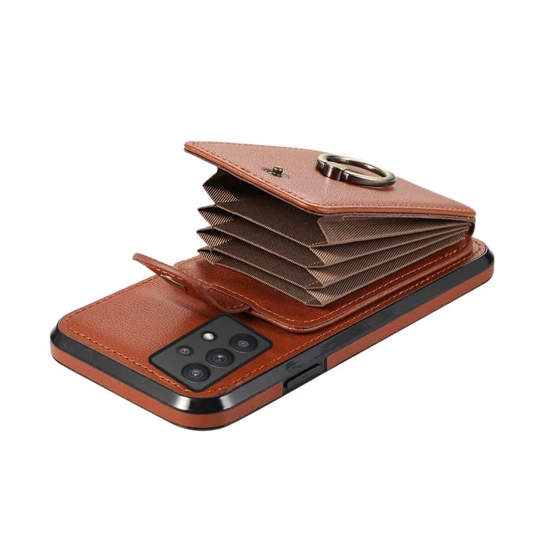 For Samsung Galaxy A53 5G Case Kickstand TPU+PU Leather Phone Cover with Card Holder