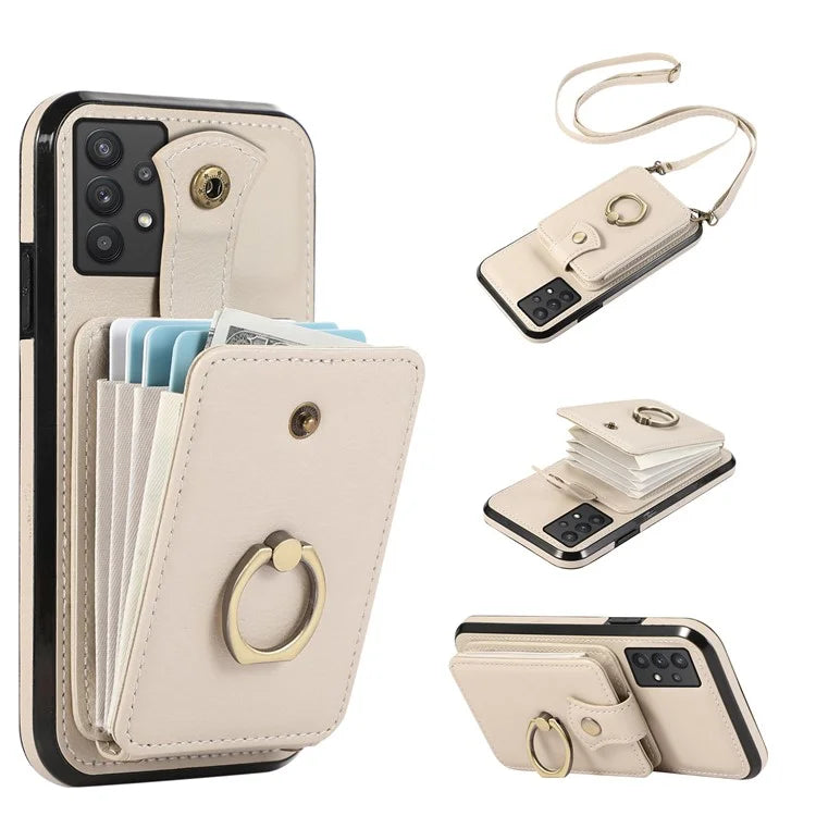 For Samsung Galaxy A53 5G Case Kickstand TPU+PU Leather Phone Cover with Card Holder