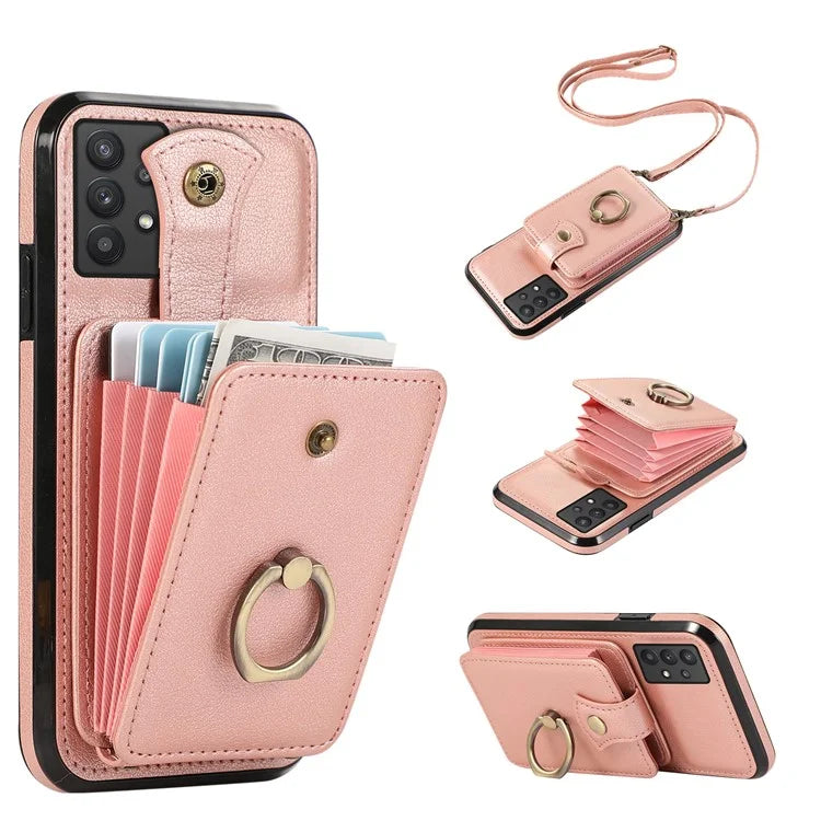For Samsung Galaxy A53 5G Case Kickstand TPU+PU Leather Phone Cover with Card Holder