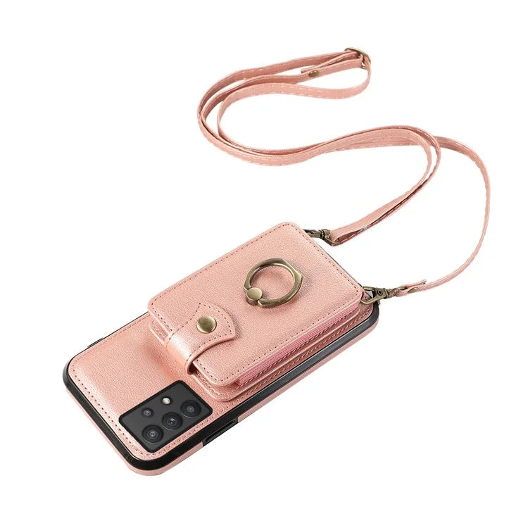 For Samsung Galaxy A53 5G Case Kickstand TPU+PU Leather Phone Cover with Card Holder