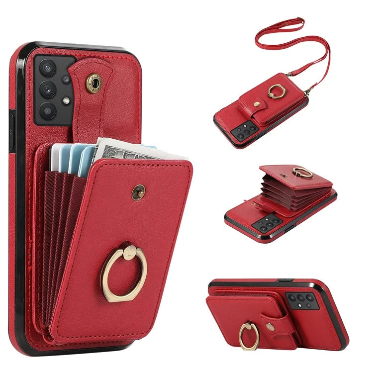 For Samsung Galaxy A53 5G Case Kickstand TPU+PU Leather Phone Cover with Card Holder