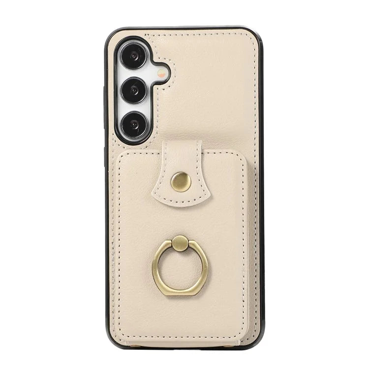 For Samsung Galaxy A25 5G (Global) (161.0 x 76.5 x 8.3mm) TPU+PU Leather Phone Cover Card Holder Kickstand Phone Case