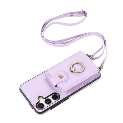 For Samsung Galaxy A25 5G (Global) (161.0 x 76.5 x 8.3mm) TPU+PU Leather Phone Cover Card Holder Kickstand Phone Case