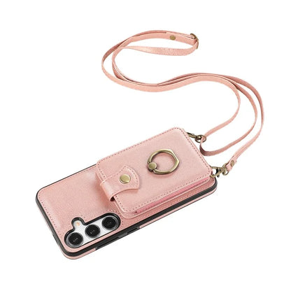 For Samsung Galaxy A14 5G / 4G Case Buckle Design Kickstand TPU+PU Leather Phone Cover