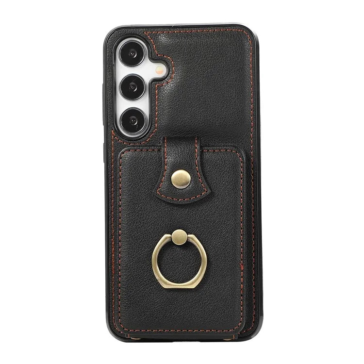 For Samsung Galaxy A14 5G / 4G Case Buckle Design Kickstand TPU+PU Leather Phone Cover
