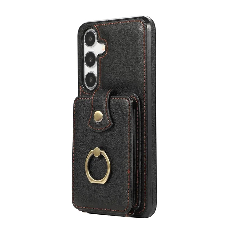 For Samsung Galaxy A14 5G / 4G Case Buckle Design Kickstand TPU+PU Leather Phone Cover