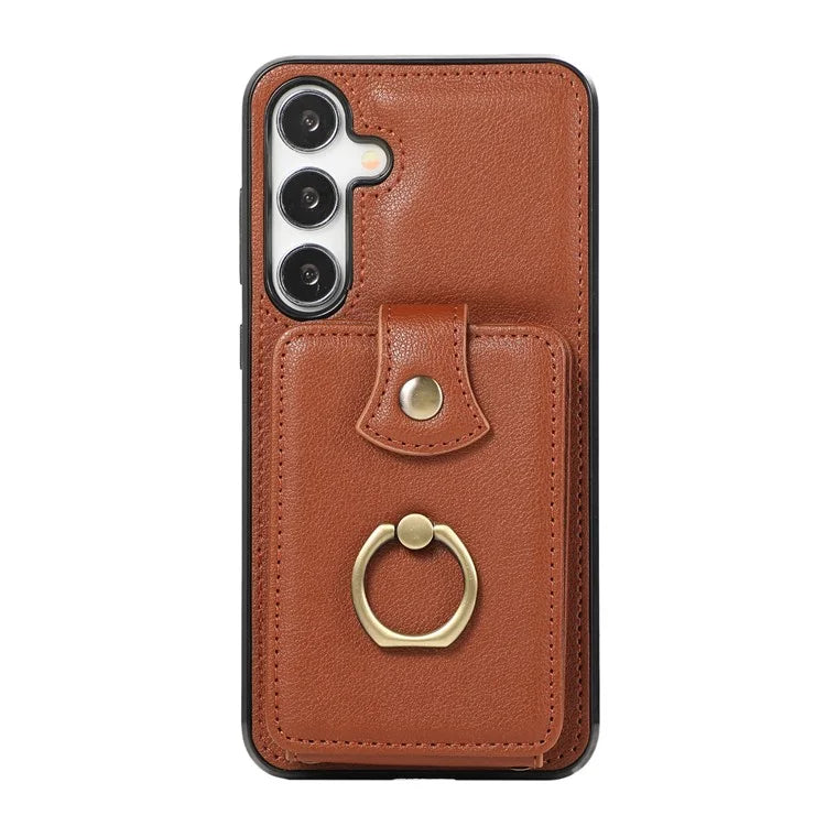 For Samsung Galaxy A14 5G / 4G Case Buckle Design Kickstand TPU+PU Leather Phone Cover