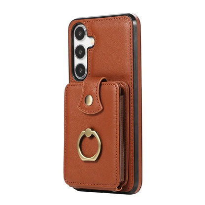 For Samsung Galaxy A14 5G / 4G Case Buckle Design Kickstand TPU+PU Leather Phone Cover