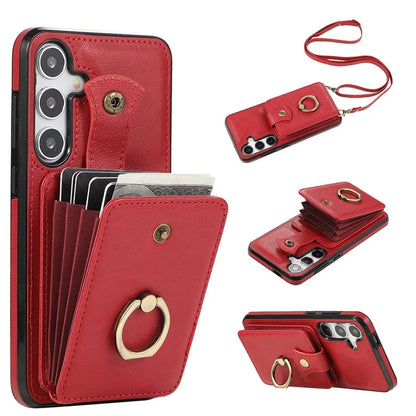 For Samsung Galaxy A14 5G / 4G Case Buckle Design Kickstand TPU+PU Leather Phone Cover