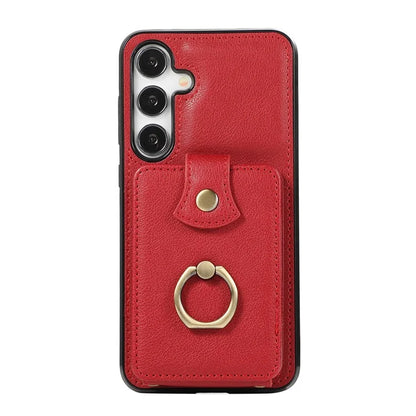 For Samsung Galaxy A14 5G / 4G Case Buckle Design Kickstand TPU+PU Leather Phone Cover