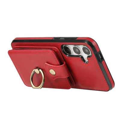 For Samsung Galaxy A14 5G / 4G Case Buckle Design Kickstand TPU+PU Leather Phone Cover