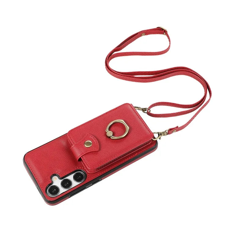 For Samsung Galaxy A14 5G / 4G Case Buckle Design Kickstand TPU+PU Leather Phone Cover