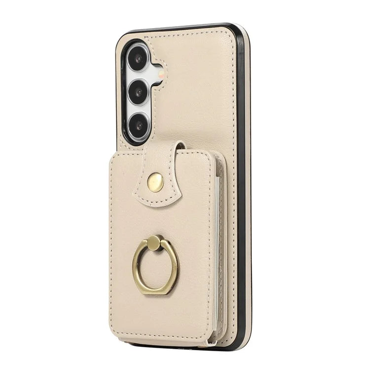 For Samsung Galaxy A14 5G / 4G Case Buckle Design Kickstand TPU+PU Leather Phone Cover
