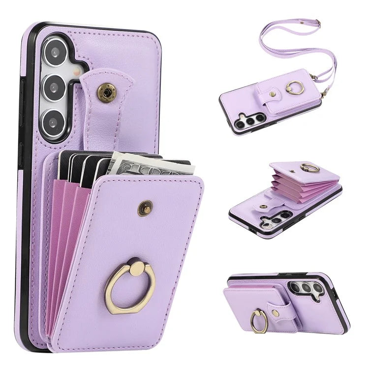 For Samsung Galaxy A24 4G (162.1 x 77.6 x 8.3mm) Case Kickstand Slim-Fit TPU+PU Leather Mobile Phone Cover