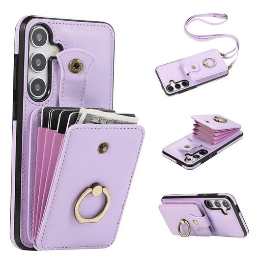 For Samsung Galaxy A24 4G (162.1 x 77.6 x 8.3mm) Case Kickstand Slim-Fit TPU+PU Leather Mobile Phone Cover