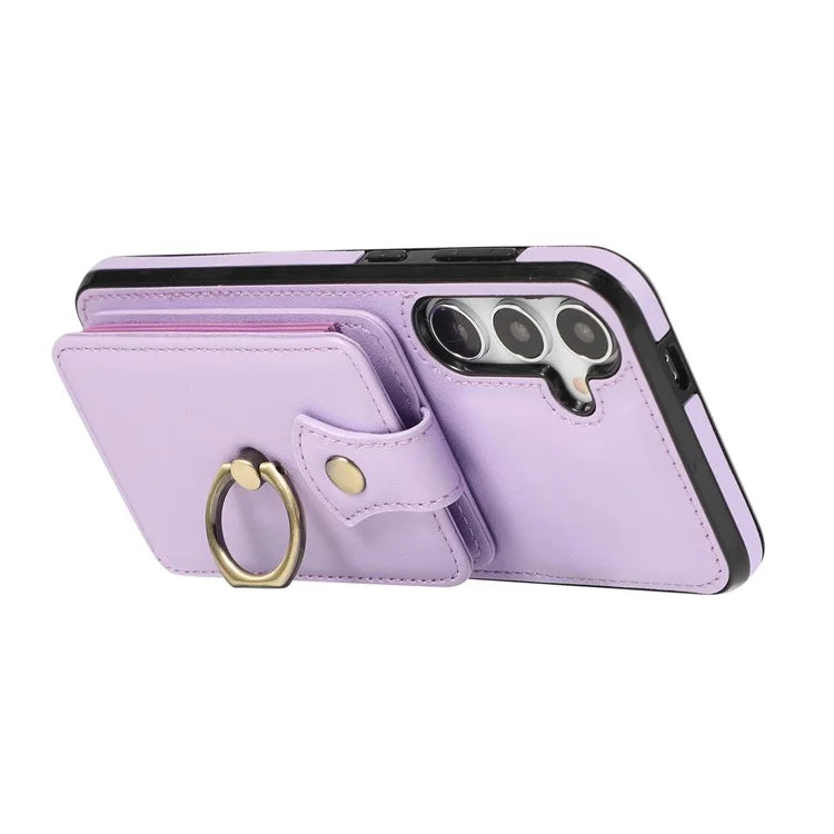 For Samsung Galaxy A24 4G (162.1 x 77.6 x 8.3mm) Case Kickstand Slim-Fit TPU+PU Leather Mobile Phone Cover