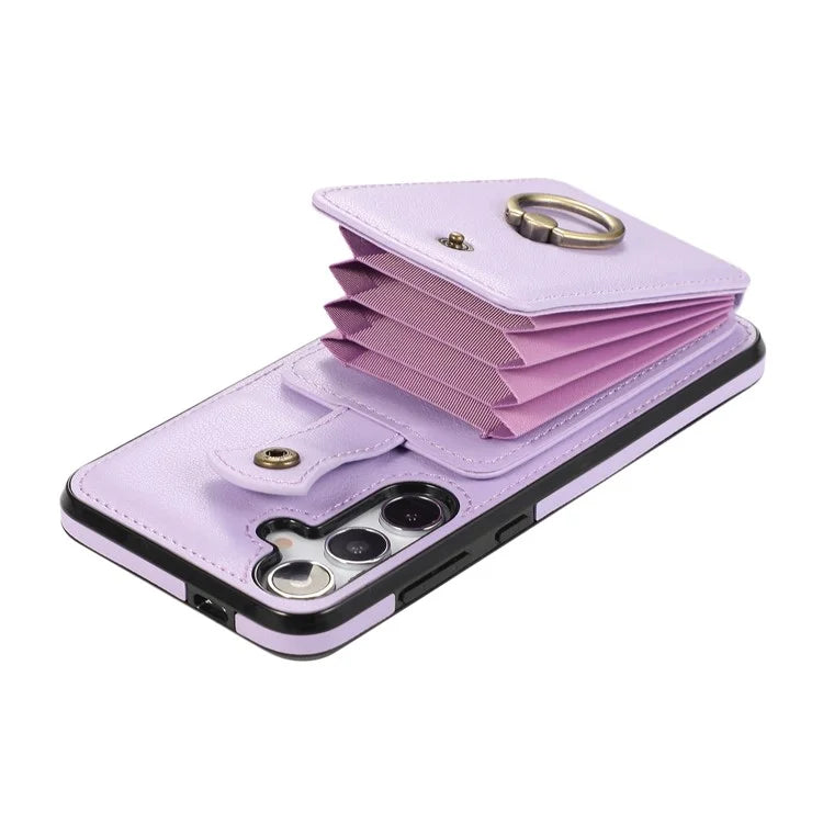 For Samsung Galaxy A24 4G (162.1 x 77.6 x 8.3mm) Case Kickstand Slim-Fit TPU+PU Leather Mobile Phone Cover