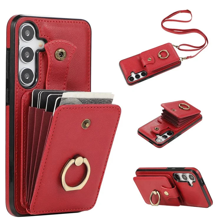 For Samsung Galaxy A24 4G (162.1 x 77.6 x 8.3mm) Case Kickstand Slim-Fit TPU+PU Leather Mobile Phone Cover