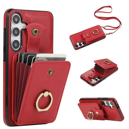 For Samsung Galaxy A24 4G (162.1 x 77.6 x 8.3mm) Case Kickstand Slim-Fit TPU+PU Leather Mobile Phone Cover