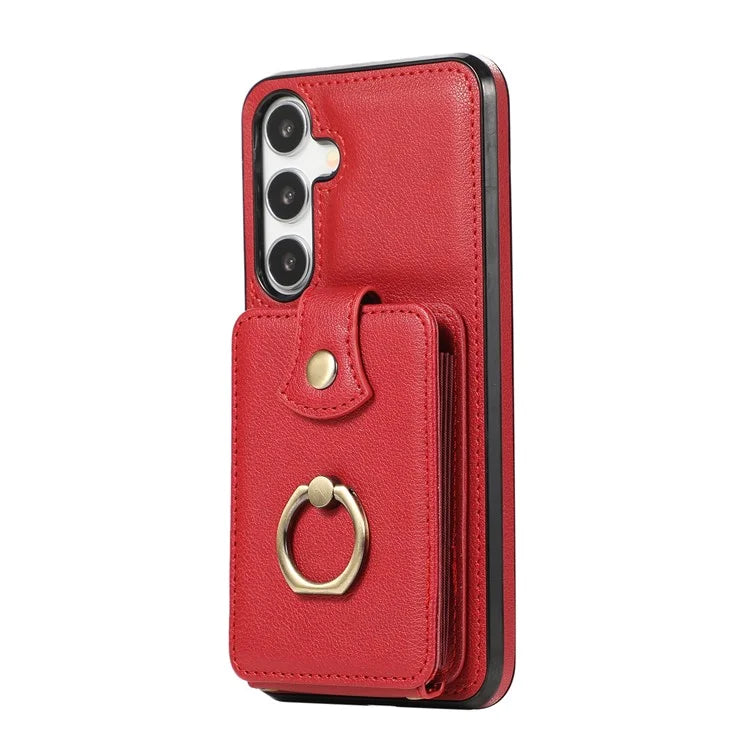 For Samsung Galaxy A24 4G (162.1 x 77.6 x 8.3mm) Case Kickstand Slim-Fit TPU+PU Leather Mobile Phone Cover