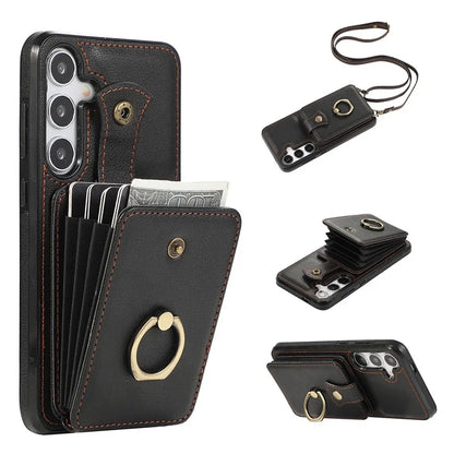 For Samsung Galaxy A24 4G (162.1 x 77.6 x 8.3mm) Case Kickstand Slim-Fit TPU+PU Leather Mobile Phone Cover