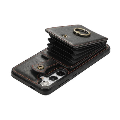 For Samsung Galaxy A24 4G (162.1 x 77.6 x 8.3mm) Case Kickstand Slim-Fit TPU+PU Leather Mobile Phone Cover