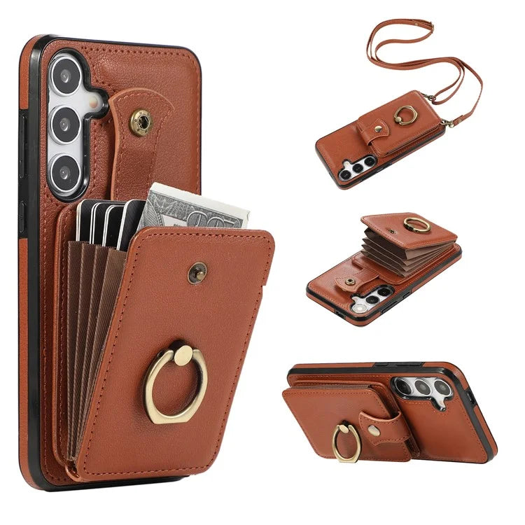 For Samsung Galaxy A24 4G (162.1 x 77.6 x 8.3mm) Case Kickstand Slim-Fit TPU+PU Leather Mobile Phone Cover