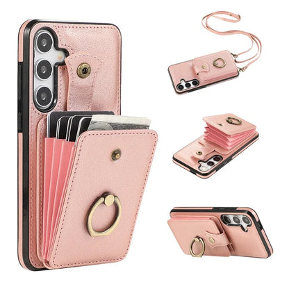 For Samsung Galaxy A24 4G (162.1 x 77.6 x 8.3mm) Case Kickstand Slim-Fit TPU+PU Leather Mobile Phone Cover